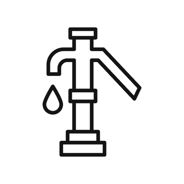 Símbolo del icono de la bomba de agua en fondo blanco