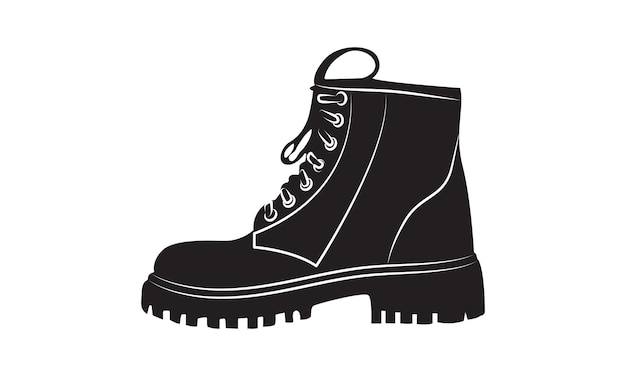 Símbolo del icono de las botas Ilustración vectorial plana El icono del glifo del zapato de las botas de los hombres La silueta de senderismo