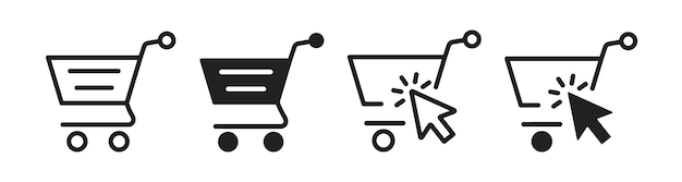 Símbolo del icono del carrito de compras Logotipo del carrillo de compras de la tienda web Vector
