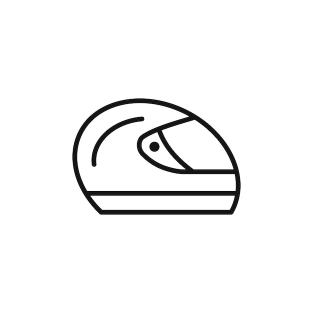 Símbolo del icono del casco de motocicleta en fondo blanco
