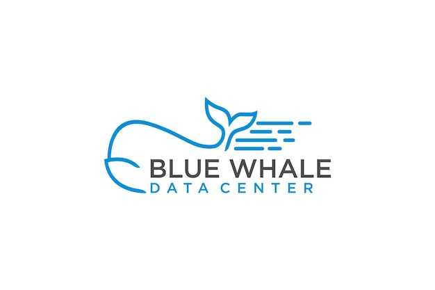 Símbolo de icono de centro de datos de tecnología moderna de diseño de logotipo de ballena azul