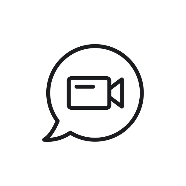 Símbolo de icono de chat de video en fondo blanco