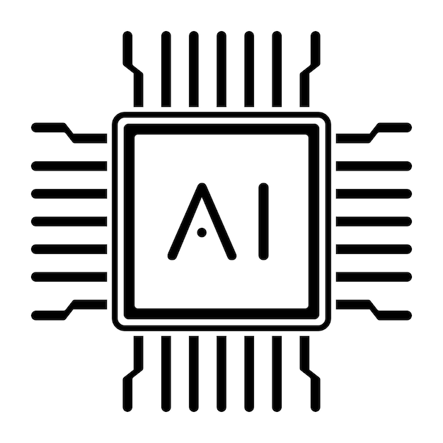 Símbolo de icono de chip de procesador ai de inteligencia artificial ilustración vectorial