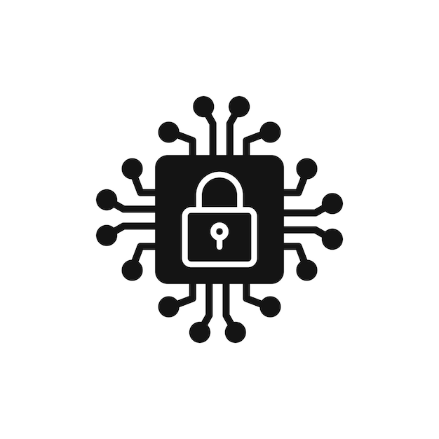 Símbolo de icono de ciberseguridad en fondo blanco