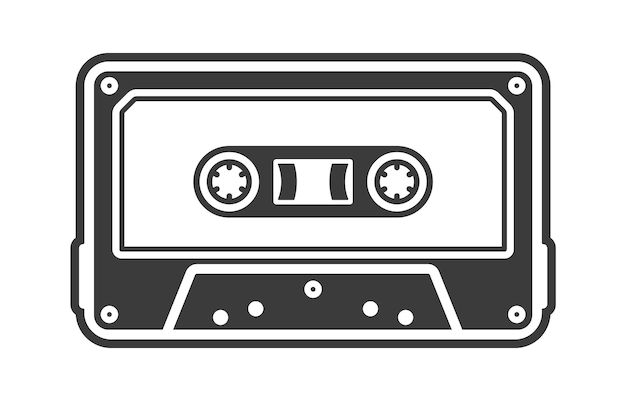 Símbolo del icono de la cinta de cassette retro vintage símbolo del logotipo de la cassette vintage de los años 90 ilustración vectorial