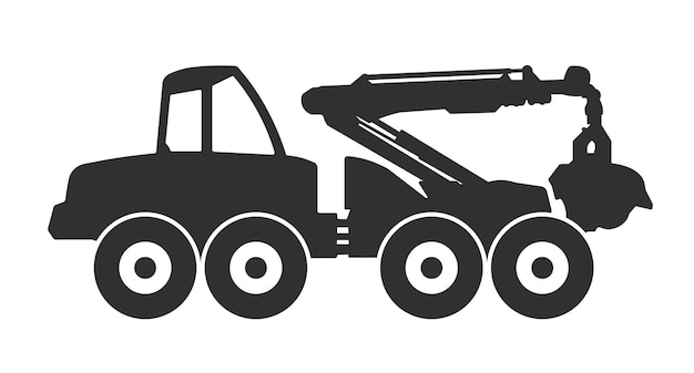 Símbolo del icono de la cosechadora de madera Forma Signo del logotipo de la máquina de tala de madera Industria de carpintería Ilusión vectorial