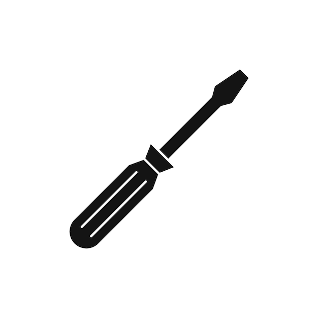 Símbolo del icono del destornillador en fondo blanco