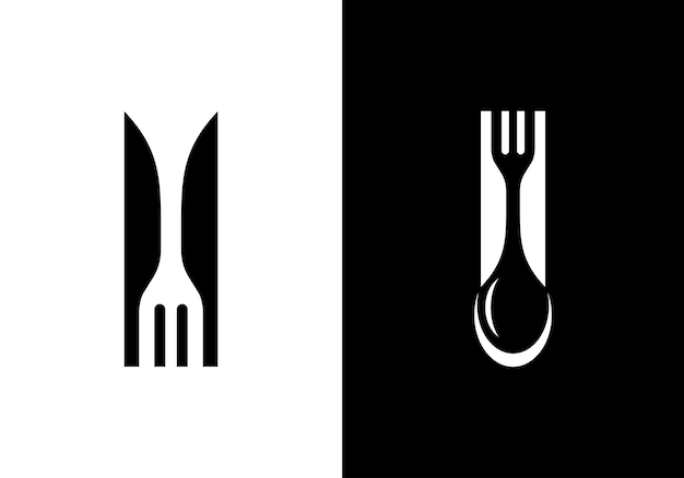 Vector símbolo de icono de diseño de logotipo de cuchara de cuchillo y tenedor para la dieta de alimentos de restaurantes de salud, etc.