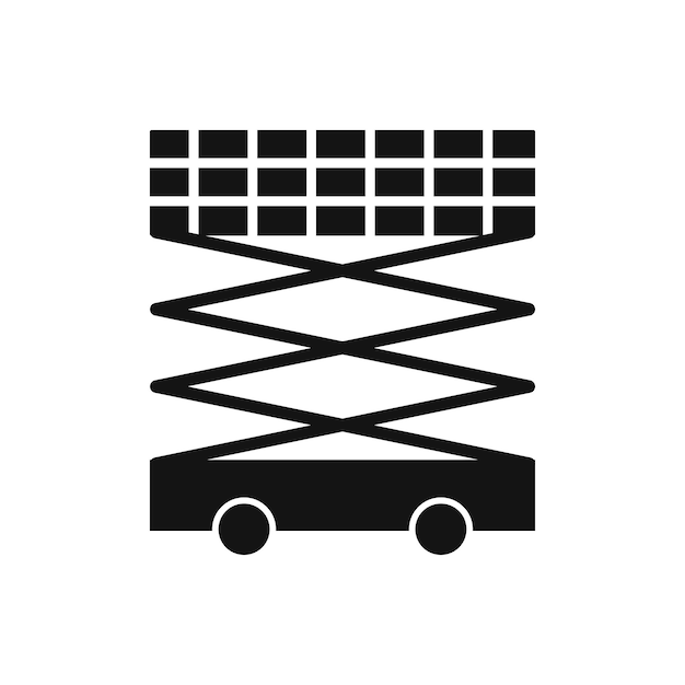 Símbolo del icono de elevación de tijeras en fondo blanco