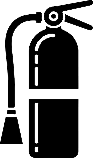 El símbolo del icono del extintor de incendios es un clipart de color negro con silueta de fondo blanco.