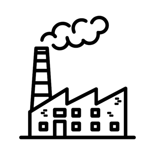 Símbolo del icono de la fábrica del edificio industrial Ilustración vectorial del contorno