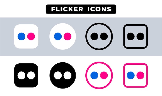 El símbolo del icono de Flickr, el vector del logotipo de las redes sociales, el conjunto de ilustraciones