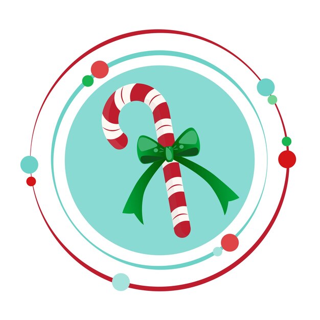 Símbolo de icono de ilustración de vector de Navidad de bastón de caramelo