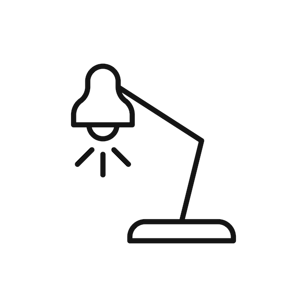 Símbolo del icono de la lámpara de mesa en fondo blanco