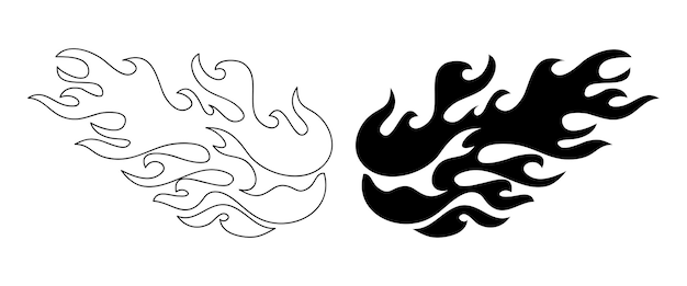 Símbolo de icono de llama de fuego dibujado a mano aislado en ilustración de icono de vector de fondo blanco