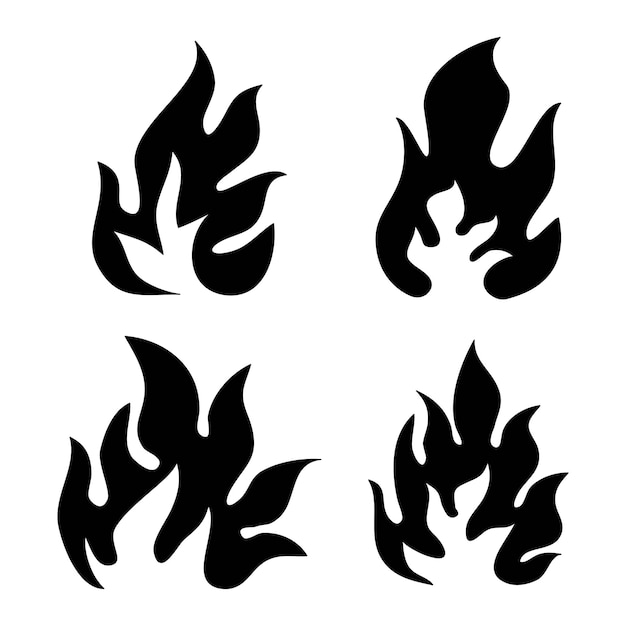 Símbolo de icono de llama de fuego dibujado a mano aislado en ilustración de icono de vector de fondo blanco