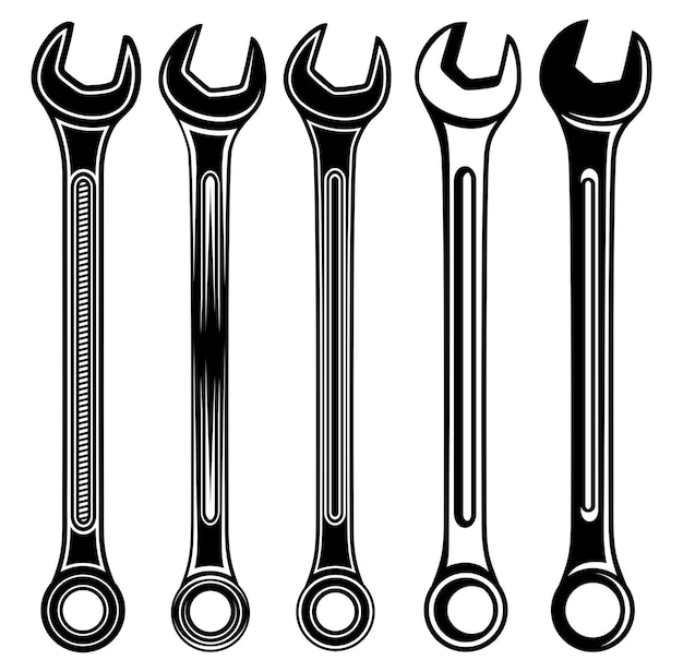Símbolo del icono de la llave inglesa de ajuste Vector de diseño de la clave inglesa automotriz Ilustración