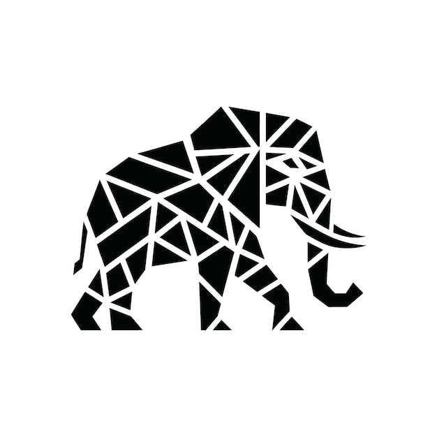 Símbolo del icono del logotipo geométrico de la silueta de la ilustración del vector del elefante