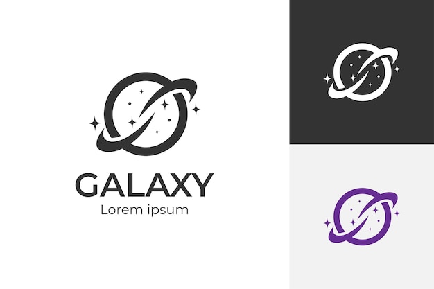 Símbolo del icono del logotipo del planeta galaxy para el diseño del logotipo de astronomía