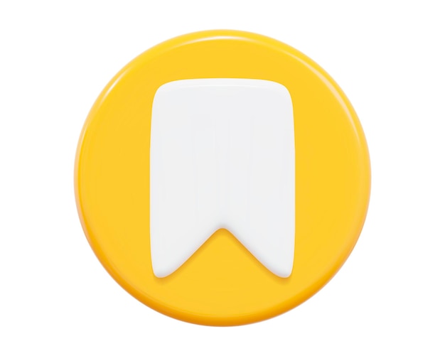 Símbolo de icono de marcador amarillo 3d en fondo aislado Botón de publicación guardada Ilustración vectorial de stock