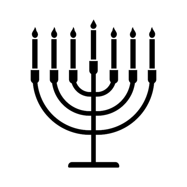 Símbolo del icono de la menorá Candelabro de Hanukkah con velas Ilustración vectorial