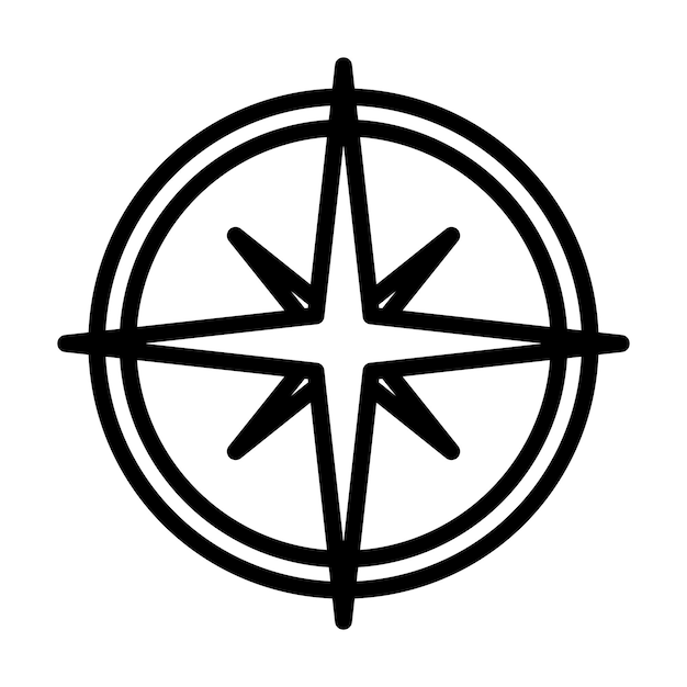 Símbolo de icono de navegación de brújula en estilo de línea Ilustración vectorial