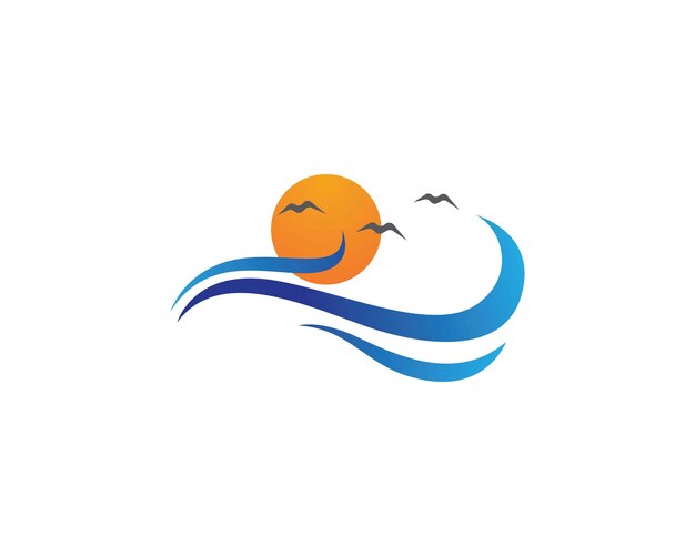 Símbolo y el icono de la ola de agua Logo Template