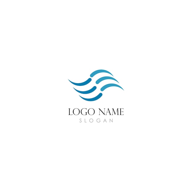 Símbolo y el icono de la ola de agua Logo Template