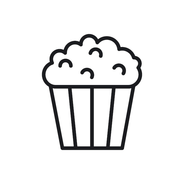 Símbolo del icono de las palomitas de maíz sobre fondo blanco