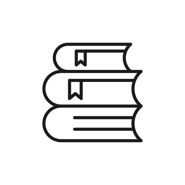 Símbolo del icono de la pila de libros en fondo blanco