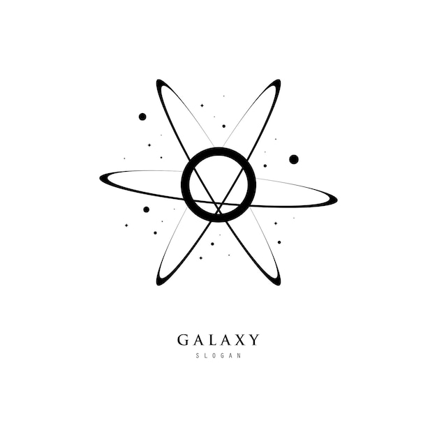 Símbolo del icono del planeta de la galaxia para el diseño del logotipo de astronomía