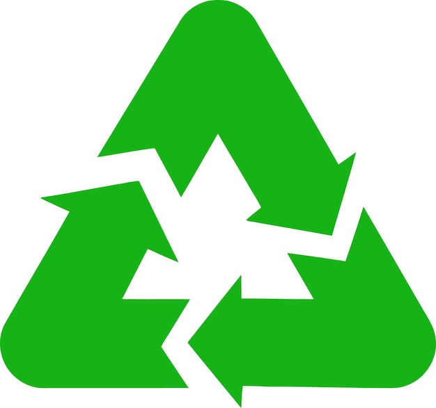 Vector símbolo de icono de reciclaje verde ilustración dibujada a mano vectorial aislada sobre fondo transparente