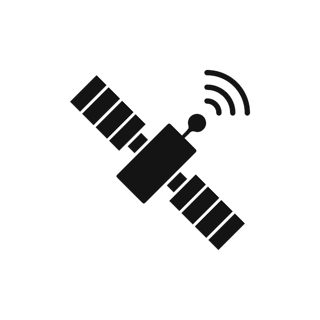 Símbolo de icono de satélite en fondo blanco