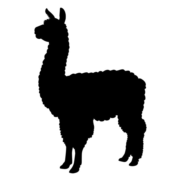 Vector símbolo del icono de la silueta de la alpaca ilustración vectorial