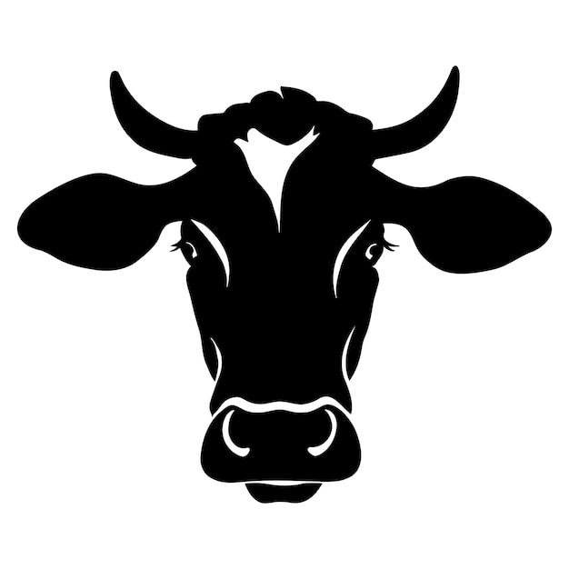 Vector símbolo del icono de la silueta de la cabeza de la vaca ilustración vectorial