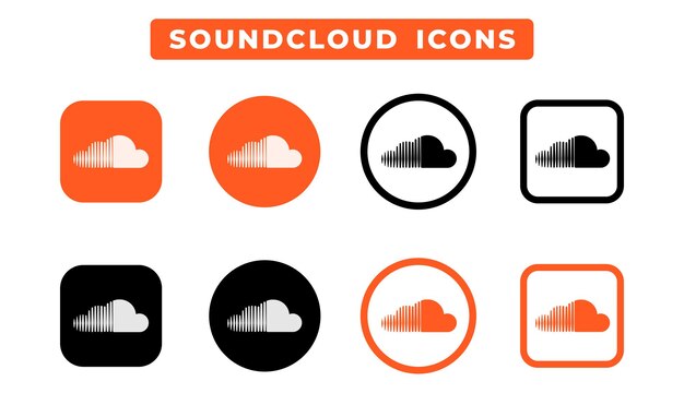 El símbolo del icono de Soundcloud, el vector del logotipo de las redes sociales, el conjunto de ilustraciones
