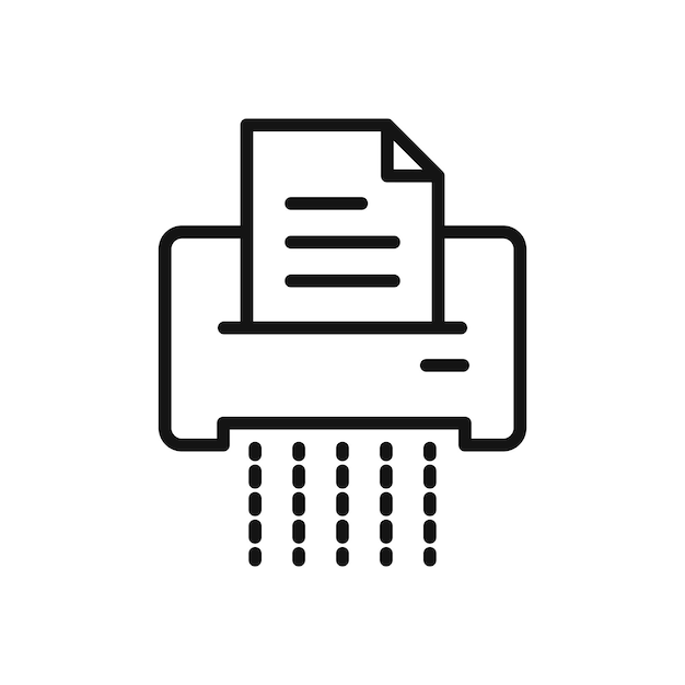 Símbolo del icono de la trituradora de documentos en fondo blanco