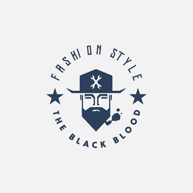 SÍMBOLO DE ICONO DE VECTOR DE ILUSTRACIÓN DE DISEÑO DE LOGOTIPO DE CABEZA DE HOMBRE