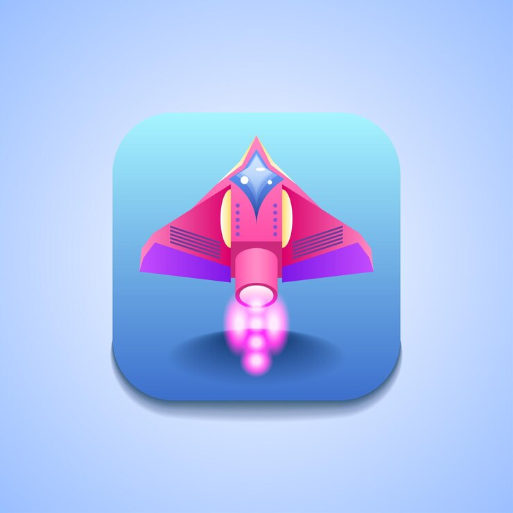 Vector símbolo de icono de vector de logotipo de cohete de nave espacial abstracta