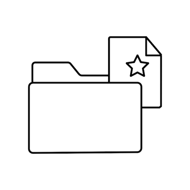 Símbolo de icono vectorial de carpeta de archivo de estrella diseño de icono web de signo aislado gráfico
