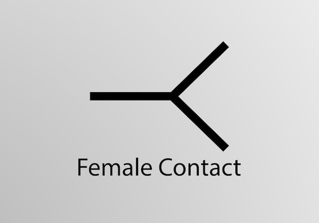 Símbolo de ingeniería de contacto femenino, diseño de símbolo vectorial. Símbolos de ingeniería.