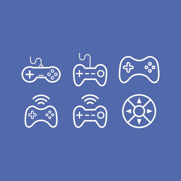 Símbolo de juego mínimo Transmisión de juegos modernos Iconos de controlador inalámbrico conjunto vectorial