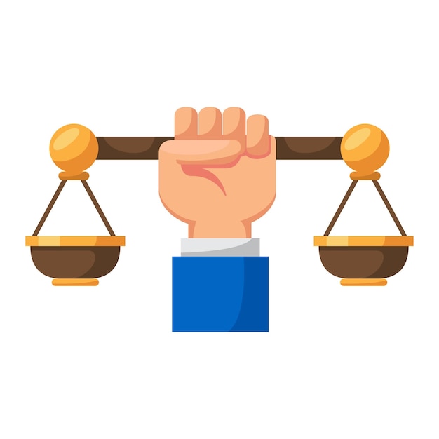 Símbolo de justicia con diseño vectorial de mano