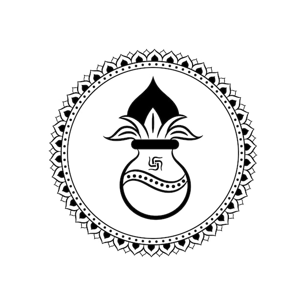 Símbolo de Kalash Logotipo con arte de mandala
