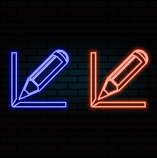 Símbolo de lápiz simple Estilo de neón Icono de decoración ligera Símbolo eléctrico brillante5