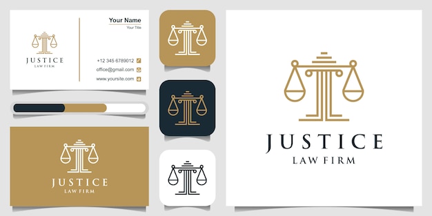 Símbolo legal de la justicia. despachos de abogados, bufete de abogados, servicios de abogados, plantilla de diseño de logotipo de lujo y tarjeta de visita