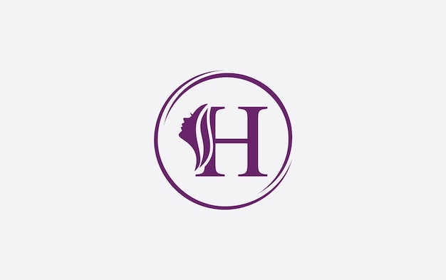 Símbolo de letra H de diseño de logotipo vectorial de belleza y spa para el cabello de la mujer
