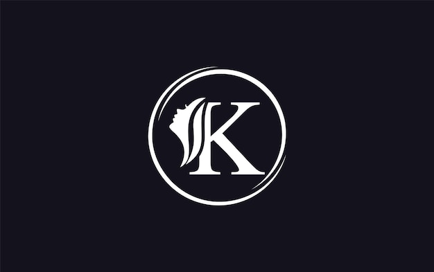 Símbolo de la letra K de la belleza de la mujer y el diseño del logotipo del spa vectorial del cabello