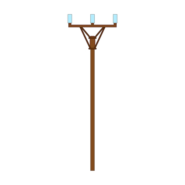 Símbolo de línea eléctrica de madera. Ilustración de diseño de vector plano de línea eléctrica aislada sobre fondo blanco