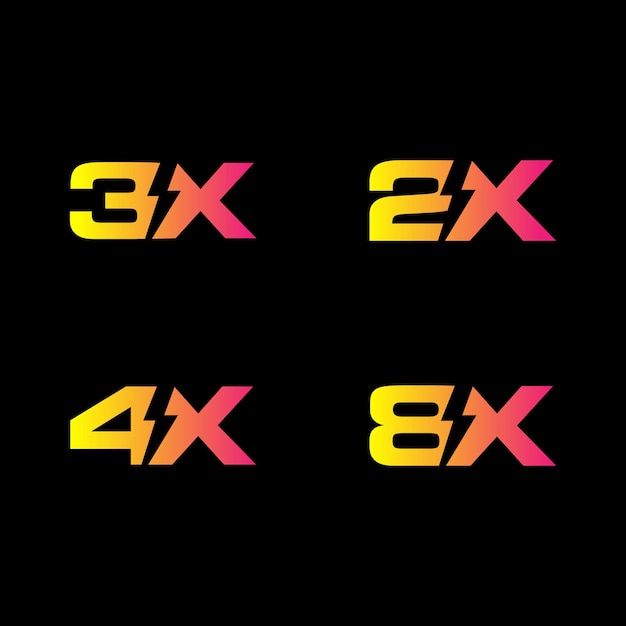 Símbolo del logotipo 2x 3x 4x 8x icono del logotipo Ilustración de stock vectorial